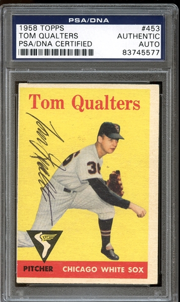 1958 Topps #453 Tom Qualters Autographed PSA/DNA AUTHENTIC