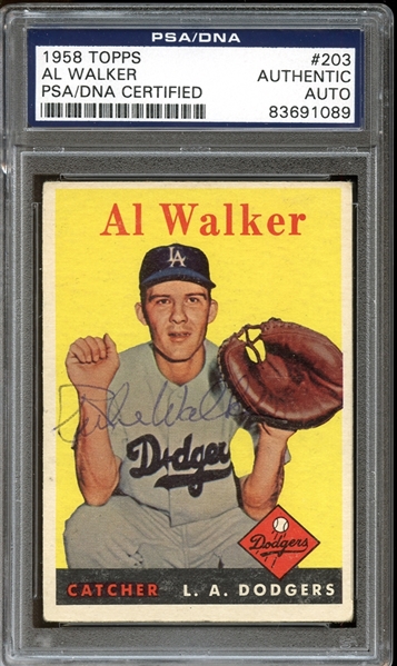 1958 Topps #203 Al "Rube" Walker Autographed PSA/DNA AUTHENTIC