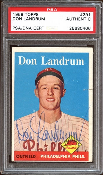 1958 Topps #291 Don Landrum Autographed PSA/DNA AUTHENTIC