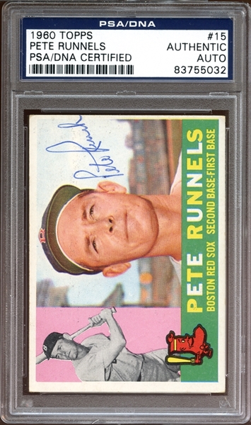 1960 Topps #15 Pete Runnels Autographed PSA/DNA AUTHENTIC