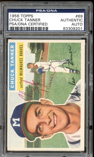 1956 Topps #69 Chuck Tanner Autographed PSA/DNA AUTHENTIC