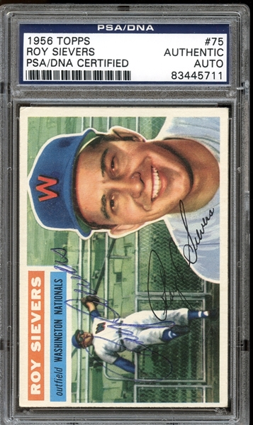 1956 Topps #75 Roy Sievers Autographed PSA/DNA AUTHENTIC