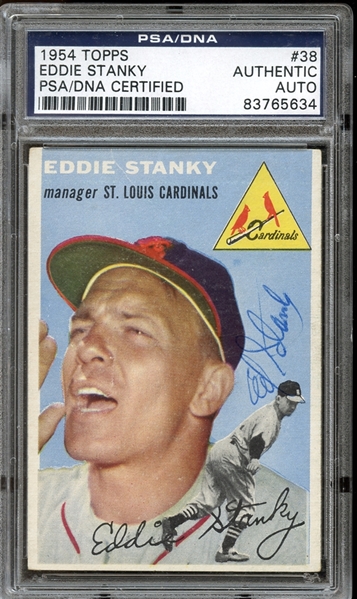1954 Topps #38 Eddie Stanky Autographed PSA/DNA AUTHENTIC