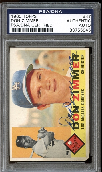 1960 Topps #47 Don Zimmer Autographed PSA/DNA AUTHENTIC