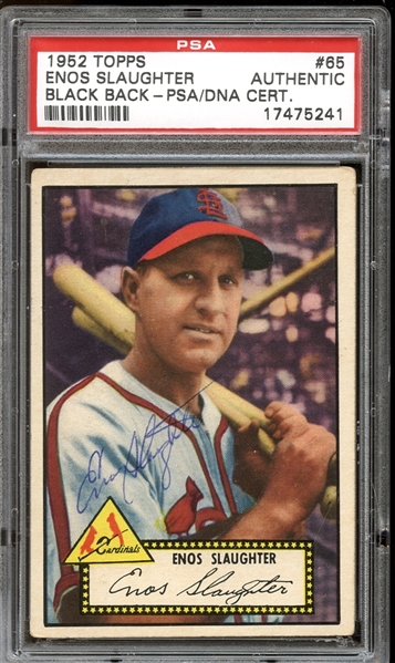 1952 Topps #65 Enos Slaughter Autographed PSA/DNA AUTHENTIC