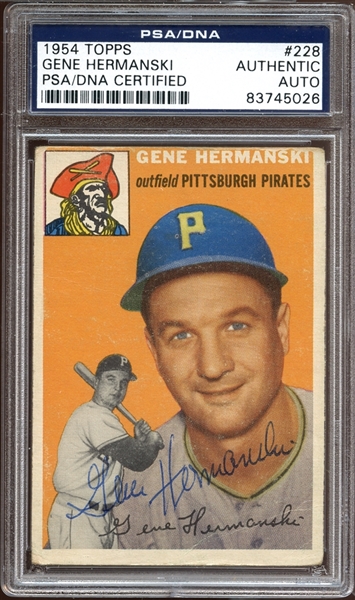 1954 Topps #228 Gene Hermanski Autographed PSA/DNA AUTHENTIC