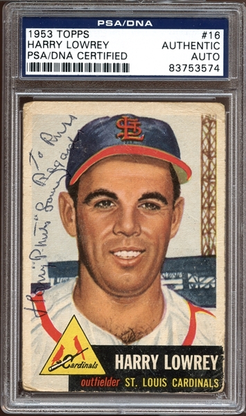 1953 Topps #16 Harry Lowrey Autographed PSA/DNA AUTHENTIC
