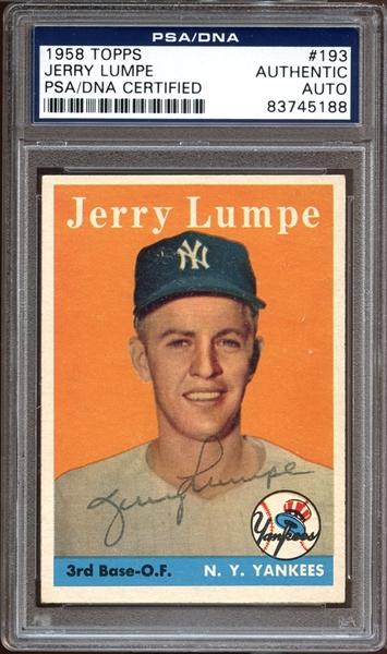 1958 Topps #193 Jerry Lumpe Autographed PSA/DNA AUTHENTIC