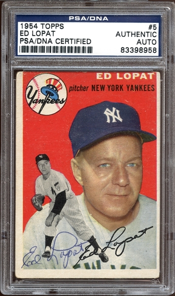 1954 Topps #5 Ed Lopat Autographed PSA/DNA AUTHENTIC