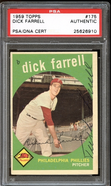 1959 Topps #175 Dick Farrell Autographed PSA/DNA AUTHENTIC