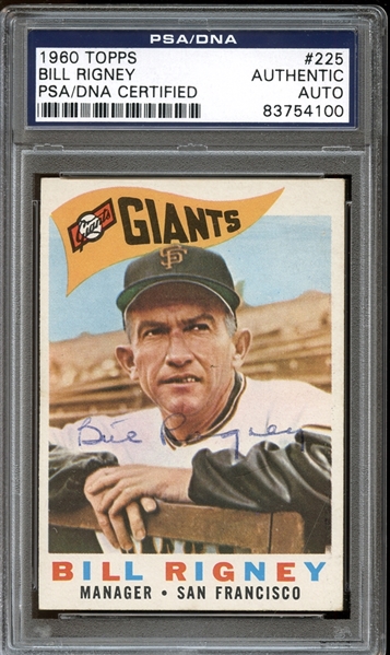 1960 Topps #225 Bill Rigney Autographed PSA/DNA AUTHENTIC