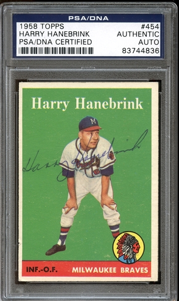 1958 Topps #454 Harry Hanebrink Autographed PSA/DNA AUTHENTIC
