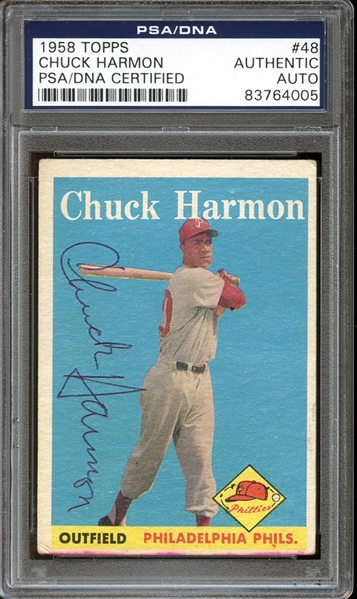 1958 Topps #48 Chuck Harmon Autographed PSA/DNA AUTHENTIC