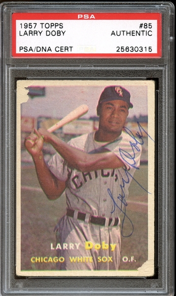 1957 Topps #57 Larry Doby Autographed PSA/DNA AUTHENTIC