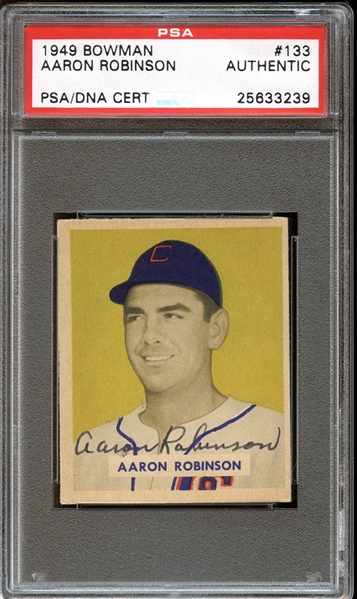 1949 Bowman #133 Aaron Robinson Autographed PSA/DNA AUTHENTIC