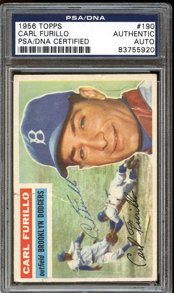 1956 Topps #190 Carl Furillo Autographed PSA/DNA AUTHENTIC