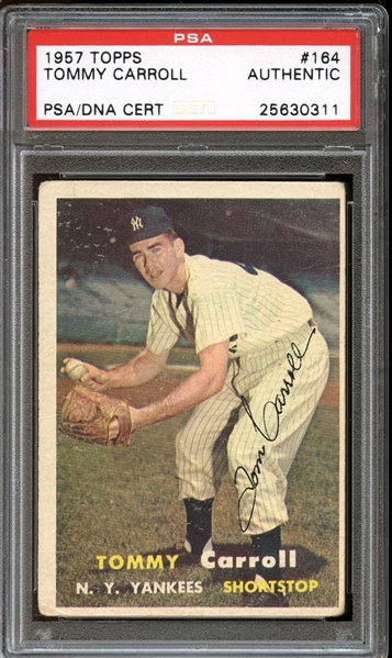 1957 Topps #164 Tommy Carroll Autographed PSA/DNA AUTHENTIC
