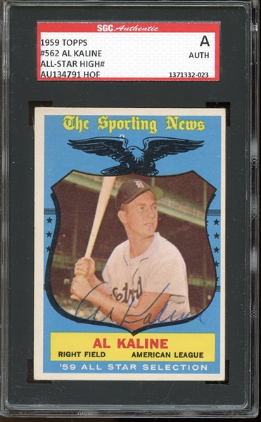 1959 Topps #562 Al Kaline All Star Autographed SGC AUTHENTIC