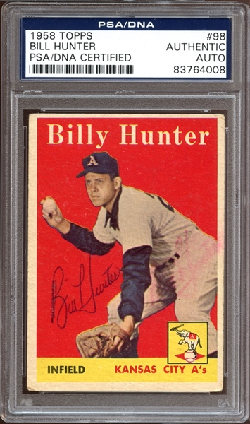 1958 Topps #98 Bill Hunter Autographed PSA/DNA AUTHENTIC