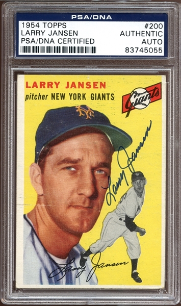 1954 Topps #200 Larry Jansen Autographed PSA/DNA AUTHENTIC