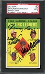 1963 Topps #1 NL Batting Leaders Hank Aaron /Tommy Davis / Frank Robinson / Stan Musial / Bill White Autographed SGC AUTHENTIC 50 VG/EX 4