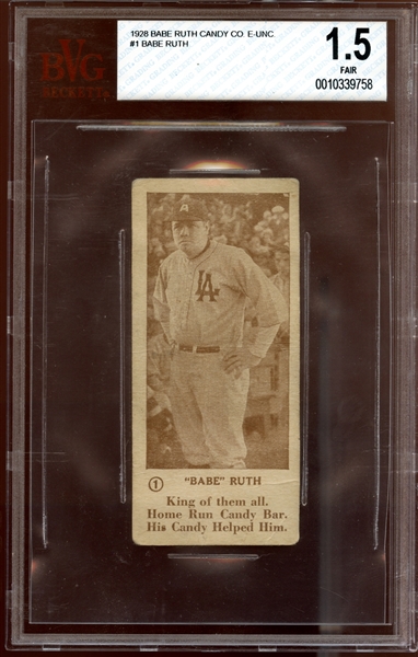 1928 George Ruth Candy Company #1 Babe Ruth BVG 1.5 FAIR