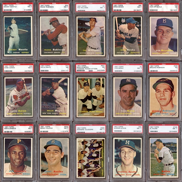 Lot Detail - 1957 Topps Baseball Complete Set Completely PSA Graded ...