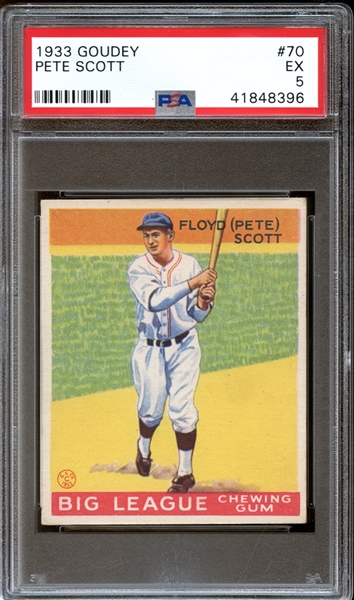 1933 Goudey #70 Pete Scott PSA 5 EX