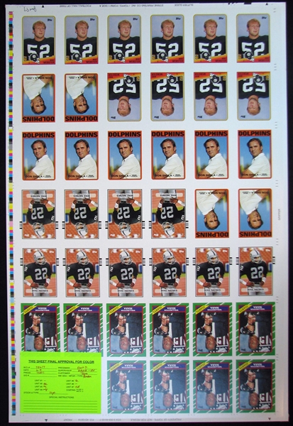 1997 Topps Pro Football Hall of Fame Induction Class Uncut Sheet with (40) Cards and Factory Approval Sticker