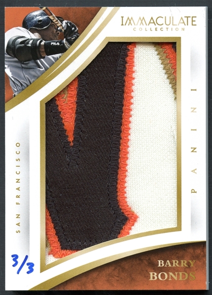 2015 Panini Immaculate Barry Bonds Patch 3/3