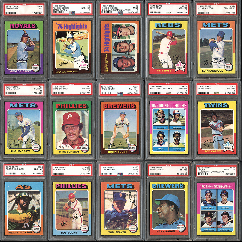 Lot Detail - 1975 TOPPS BASEBALL COMPLETE SET INCL. PSA GRADED #1