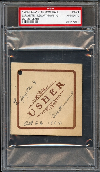 1904 Oct 22 (Usher) Lafayette Football Pass PSA Authentic