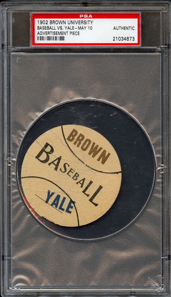 1902 Brown Univ Baseball vs. Yale - May 10 Advertisement Piece PSA Authentic