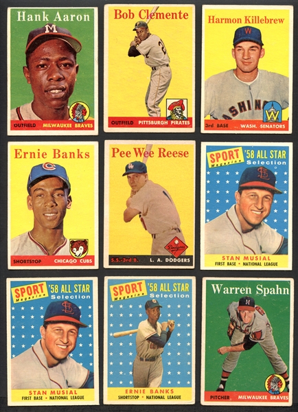 1958 Topps Baseball Group of (134) with Graded Maris RC and HOFers