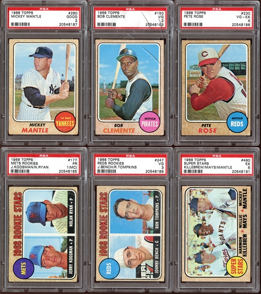 1968 Topps Baseball Near-Complete Set (597/598) with PSA Graded