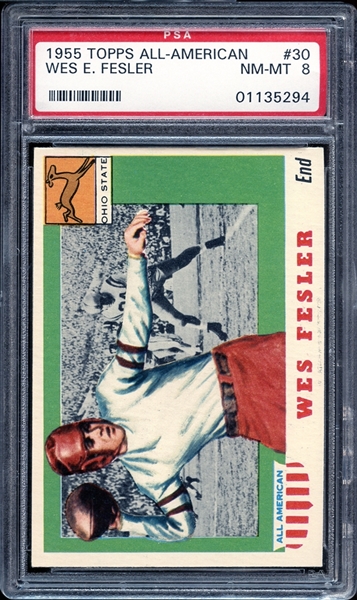 1955 Topps All-American #30 Wes E. Fesler PSA 8 NM/MT