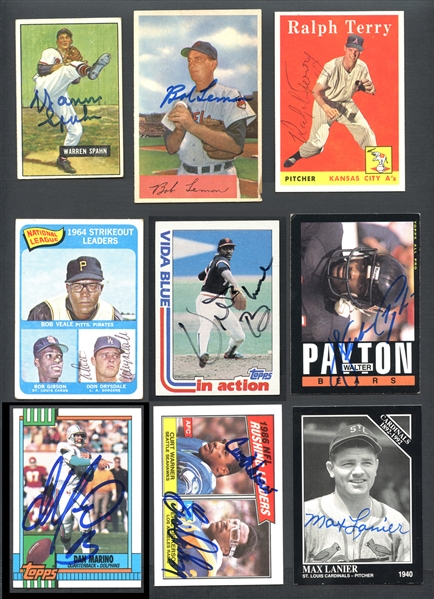 1950s-1990s Baseball and Football Autographed Card Group of (14)