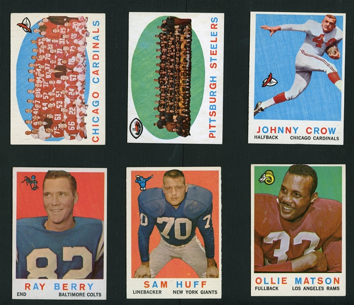 1959 Topps Group of Over 70 Football Cards with Hall of Famers