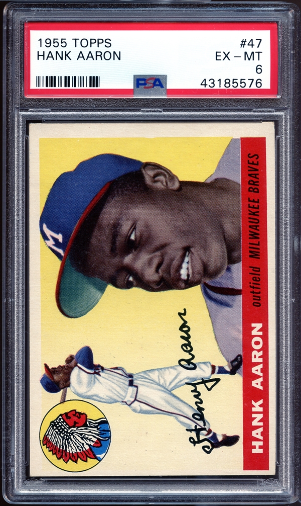 Lot - Hank Aaron 1955 Topps Card Number 47