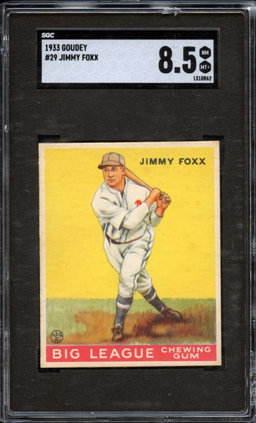1933 Goudey #29 Jimmy Foxx SGC 8.5 NM-MT+