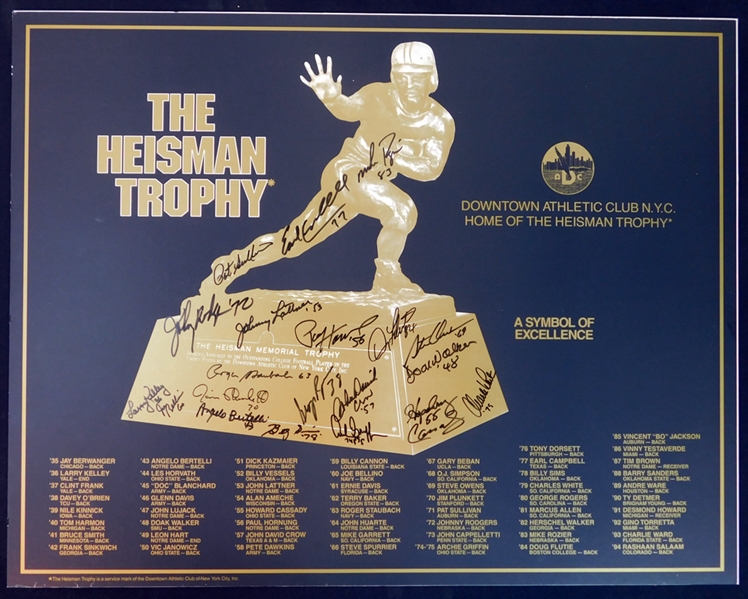 Heisman Trophy Winners Multi-Signed Poster with (20) Signatures JSA