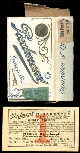 1911 Piedmont Cigarettes Package and Redemption Coupon