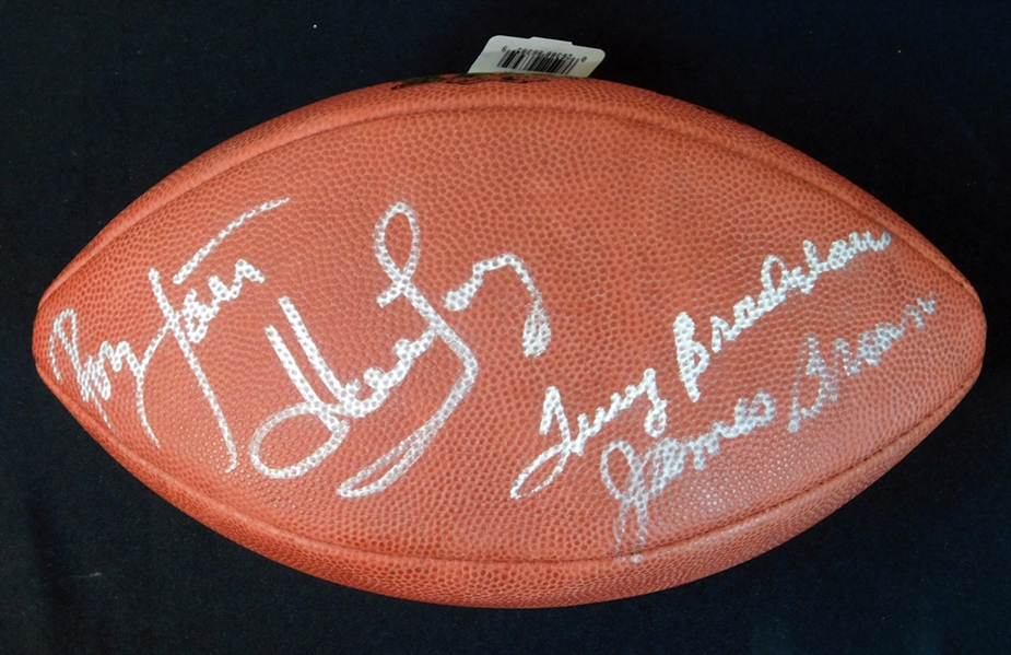 FOX NFL Sunday Commentators and Broadcasters Signed Super Bowl XXXI Football with (6) Signatures Featuring Bradshaw, Lott, Long, Madden JSA