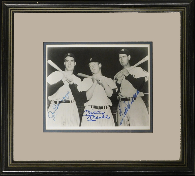 Joe DiMaggio, Mickey Mantle and Ted Williams Signed 8x10 Photo JSA