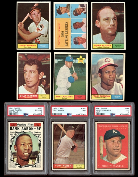 1961 Topps Baseball Group of Over (250) with Stars and HOFers