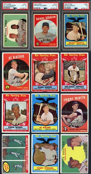 1959 Topps Baseball Partial Set (420/572) with PSA Graded & Extras