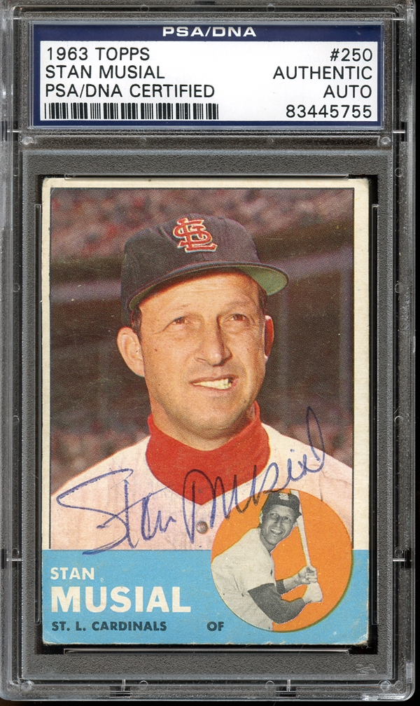 Lot Detail - 1963 Topps #250 Stan Musial Autographed PSA/DNA AUTHENTIC
