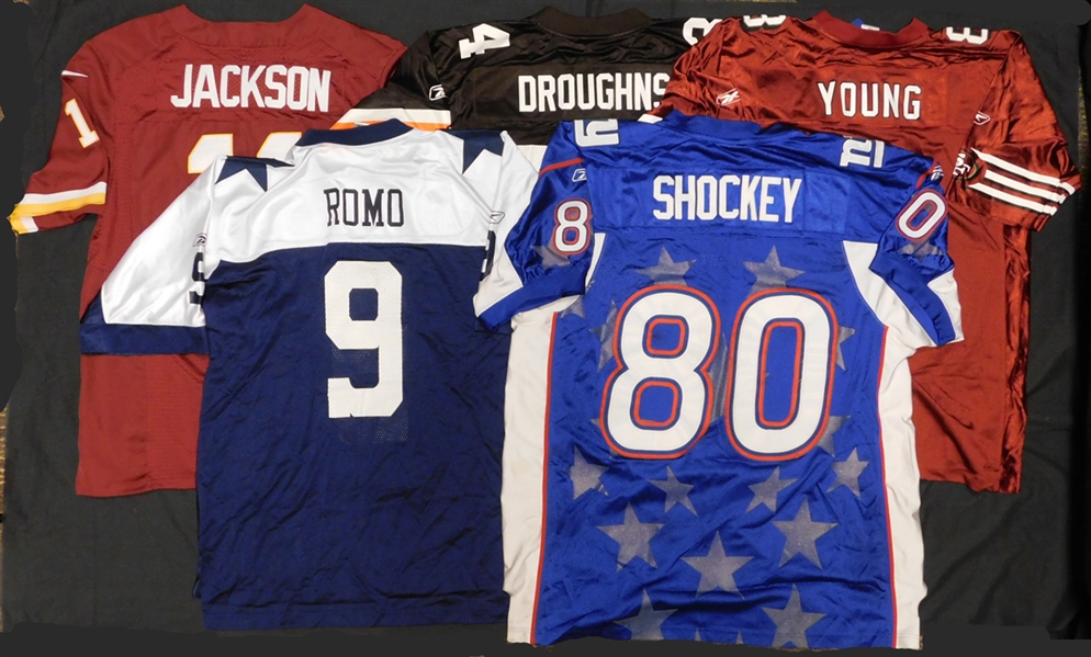 Football Star and HOF Replica Jersey Group of (5) with Steve Young