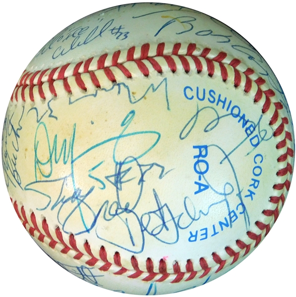 Basketball Star and HOF Multi-Signed OAL (Brown) Baseball with (22) Signatures Featuring ONeal, Erving, Stern, Walton etc. JSA