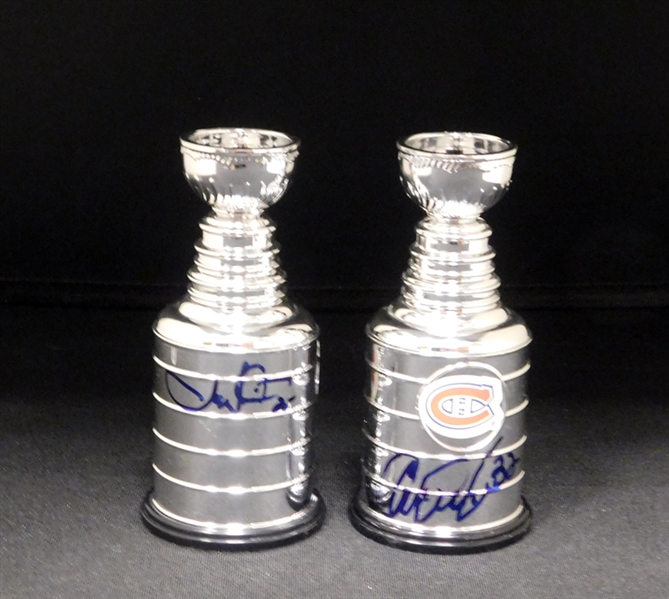 Claude Lemieux and Joe Nieuwendyk Signed Miniature Stanley Cups JSA